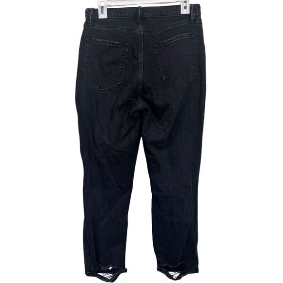 Abercrombie and Fitch Curve Love Black Distressed Ankle Straight High Rise Jeans - Picture 2 of 3